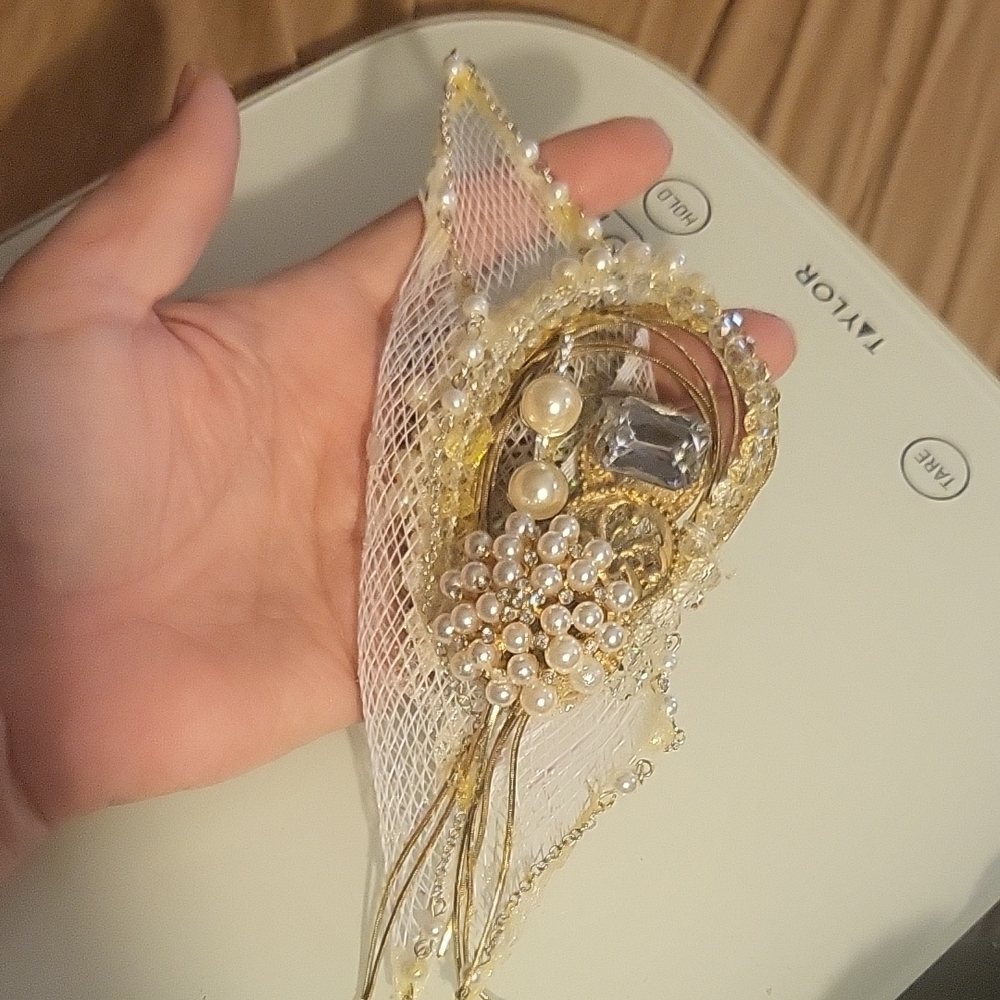 Handmade By Me Elegant Gold and Pearl BRIDAL hair Comb